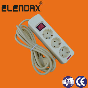 European Standard 3 Way Extension Cords with Earth and Switch